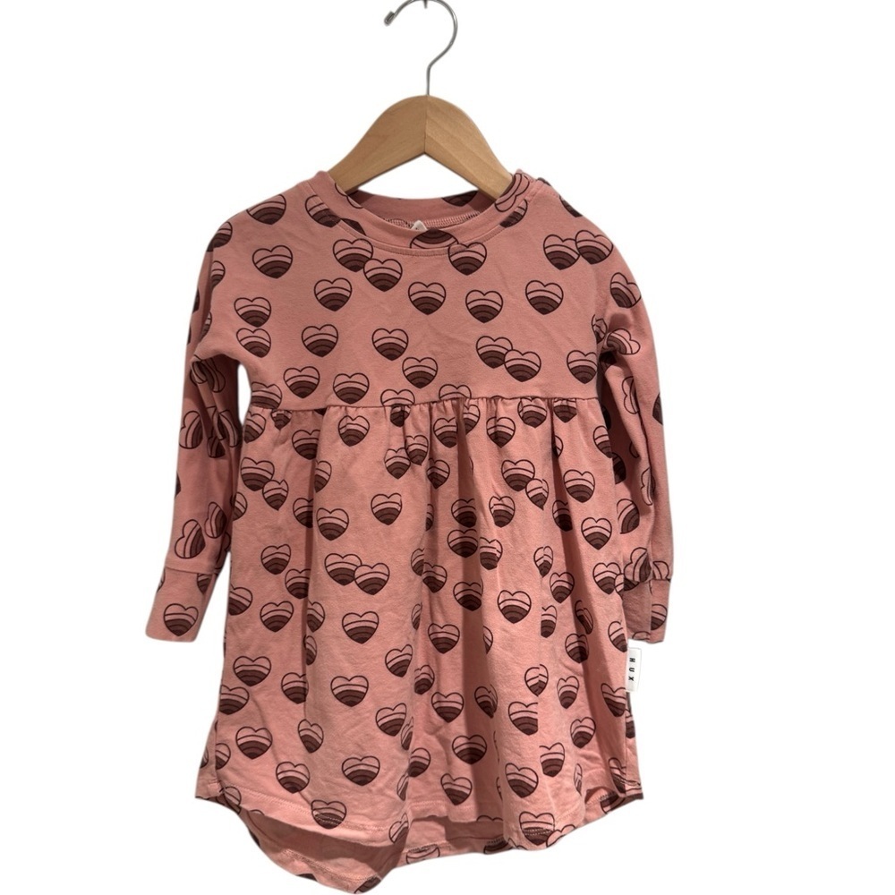 Huxbaby Pink Babydoll Dress with heart print - size 2 (18-24) *fit us until 3!